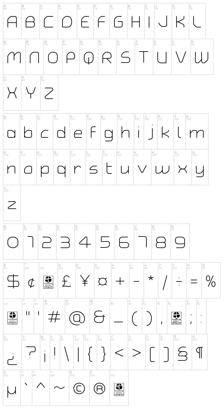 Typo Angular Rounded font map